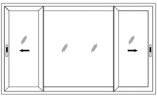 2 Track 2 Glass Sliding Shutter + 1 Fix Shutter Window