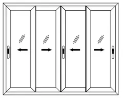 2 Track 4 Glass Shutter Sliding Window