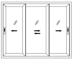 3 Track 3 Glass Shutter Sliding Window
