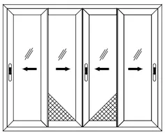3 Track 4 Glass Shutter + 2 Mesh Shutter Sliding Window